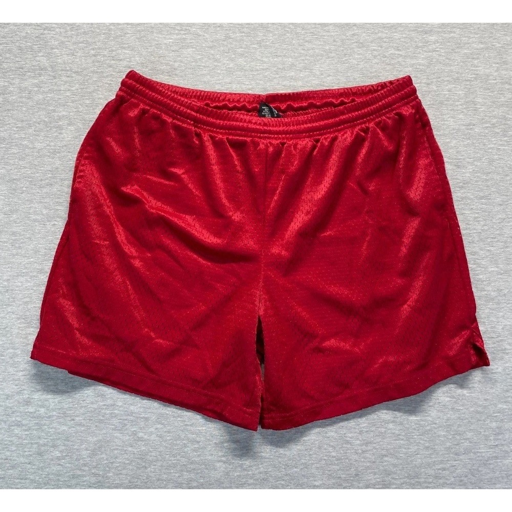 BCG Athletic Mesh Basketball Shorts Men Medium Red Drawstring Workout Training